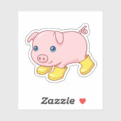 Cute Piglet Pig in Yellow Rubber Boots シール (シート)