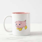 Cute Piglet Pig in Yellow Rubber Boots ツートーンマグカップ (左)