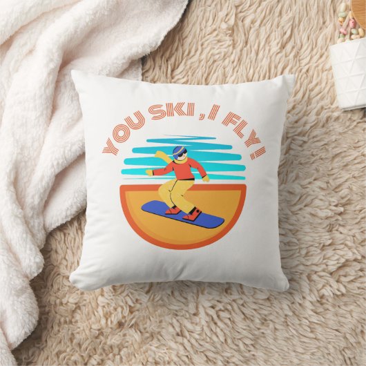 cute Pillow for skiing lovers クッション (ブランケット)