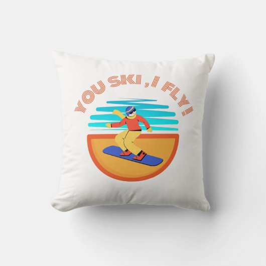 cute Pillow for skiing lovers クッション (正面)