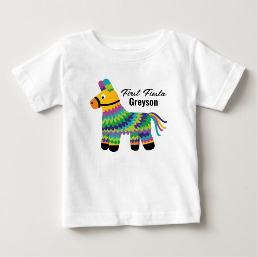 Cute Pinatas Fiesta first Birthday Tshirt ベビーTシャツ (正面)