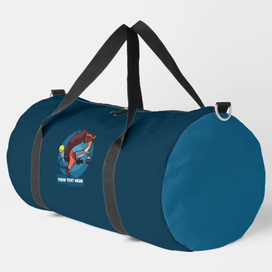 Cute Pine Marten Add Your Text Trick Shot Cartoon ダッフルバッグ (左コーナー)