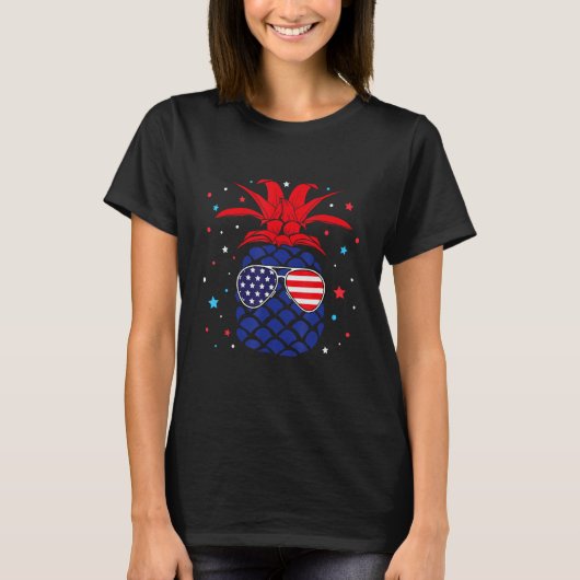 Cute Pineapple Costume USA 4th of July Men Women Tシャツ (正面)