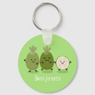 Cute pineapple guava feijoa cartoon illustration キーホルダー