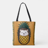 Cute Pineapple Hedgehog Tote Bag Funny Animal Illu トートバッグ (裏面)