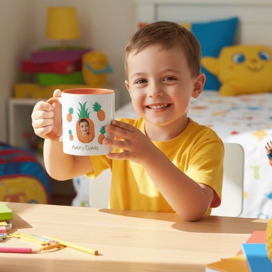 Cute Pineapple Photo Template Personalized Kids Na マグカップ