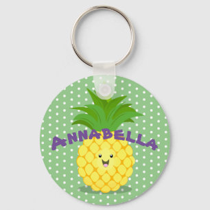 Cute pineapple tropical fruit cartoon illustration キーホルダー