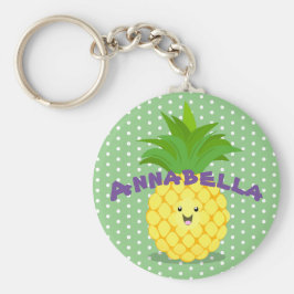 Cute pineapple tropical fruit cartoon illustration キーホルダー