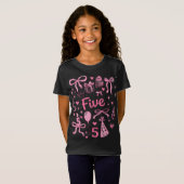 Cute Pink 5th Birthday Girl Shirt Five Bow Party D Tシャツ (正面フル)