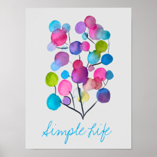 Cute pink abstract art tree ポスター