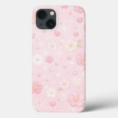 Cute Pink Aesthetic Floral Pattern Case-Mate iPhoneケース (裏面)