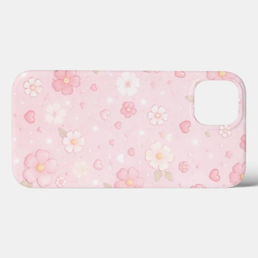 Cute Pink Aesthetic Floral Pattern Case-Mate iPhoneケース (裏面 (横))