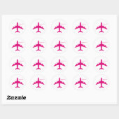 Cute Pink Airplane Girl Pilot Personalized  ラウンドシール (シート)