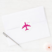 Cute Pink Airplane Girl Pilot Personalized  ラウンドシール (封筒)