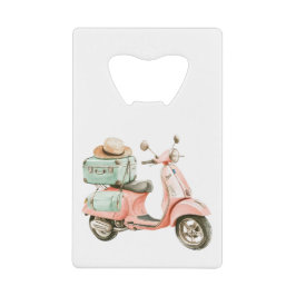 Cute Pink and Aqua Coastal Scooter クレジットカード栓抜き