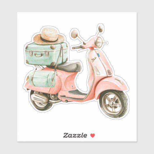 Cute Pink and Aqua Coastal Scooter シール (シート)