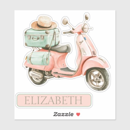 Cute Pink and Aqua Coastal Scooter シール (シート)