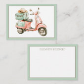 Cute Pink and Aqua Coastal Scooter ノートカード (正面/裏面)