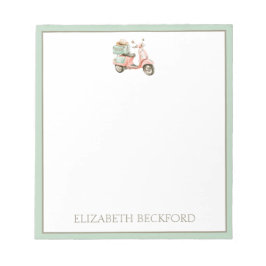 Cute Pink and Aqua Coastal Scooter ノートパッド