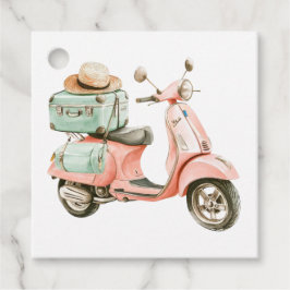 Cute Pink and Aqua Coastal Scooter フェイバータグ