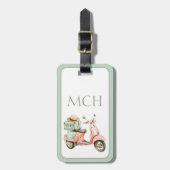 Cute Pink and Aqua Coastal Scooter ラゲッジタグ (正面縦)