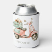 Cute Pink and Aqua Coastal Scooter 缶クーラー (缶正面)
