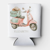 Cute Pink and Aqua Coastal Scooter 缶クーラー (正面)