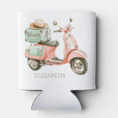 Cute Pink and Aqua Coastal Scooter 缶クーラー (裏面)