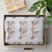 Cute Pink and Aqua Coastal Scooter 薄葉紙 (ギフト)