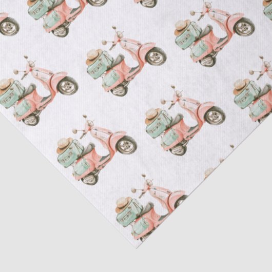 Cute Pink and Aqua Coastal Scooter 薄葉紙 (詳細)