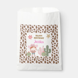 Cute Pink and Cow Print Cowgirl Birthday フェイバーバッグ