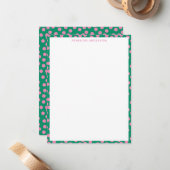 Cute Pink and Green Dots Personalized Stationery ノートカード (正面/裏面インサイチュ)