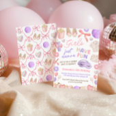 Cute Pink and Purple Slumber Party Birthday 招待状