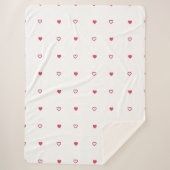 Cute Pink and Red Heart Pattern Sherpa Throw Blank シェルパブランケット (正面)