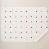 Cute Pink and Red Heart Pattern Sherpa Throw Blank シェルパブランケット (正面(横))