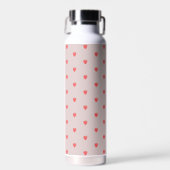 Cute Pink And Red Strawberry Pattern Water Bottle. ウォーターボトル (正面)