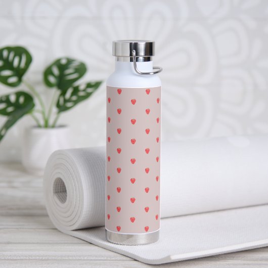 Cute Pink And Red Strawberry Pattern Water Bottle. ウォーターボトル (ヨガ)