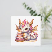 Cute Pink and White Dragon Girl's Birthday Party 招待状 (スタンド正面)