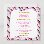 Cute Pink and White Dragon Girl's Birthday Party 招待状 (裏面)