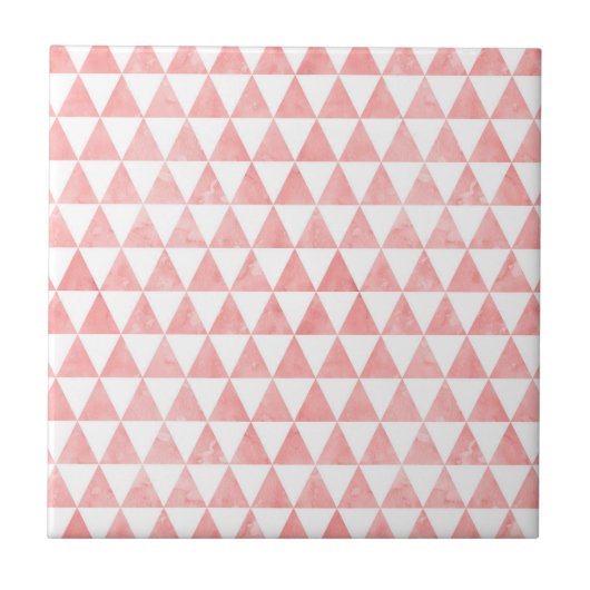 Cute Pink And White Triangle Pattern Ceramic Tile タイル (正面)