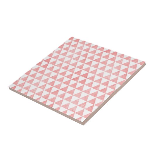 Cute Pink And White Triangle Pattern Ceramic Tile タイル (側面)