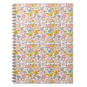 Cute Pink and Yellow Floral Pattern ノートブック (正面)