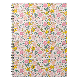 Cute Pink and Yellow Floral Pattern ノートブック