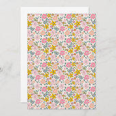 Cute Pink and Yellow Floral Pattern 招待状 (正面/裏面)