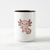 Cute Pink Axolotl Cartoon – Adorable Kawaii Salama ツートーンマグカップ (中央)