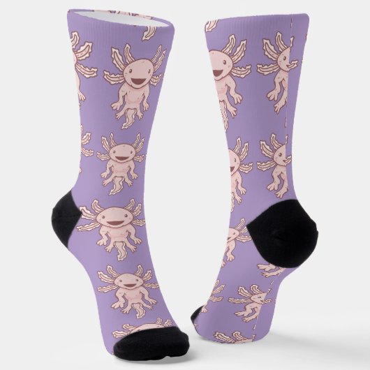 Cute Pink Axolotl Thunder_Cove ソックス (傾斜あり)
