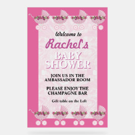 Cute Pink Baby Carriage Shower アクリルサイン