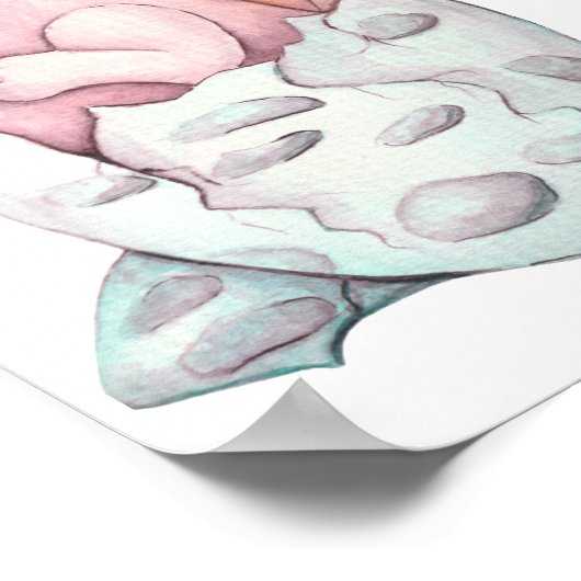 Cute Pink Baby Dragon Hatching Art  ポスター (角)