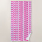 Cute Pink Baby Girl Bunny Feet Easter Patterned ビーチタオル (正面)