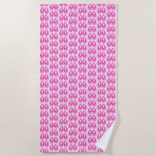 Cute Pink Baby Girl Bunny Feet Easter Patterned ビーチタオル (正面)